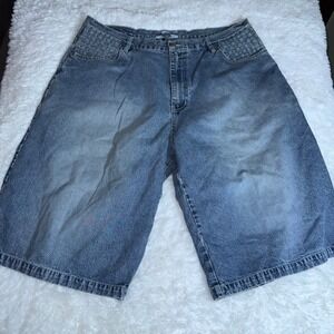 Enyce Denim Shorts Mens 40 Blue Excellent Basketweave Y2K Baggy Hip Hop Street